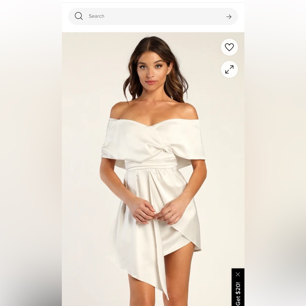 Lulu's Always Celebrating Ivory Satin Off the Shoulder Dress XL